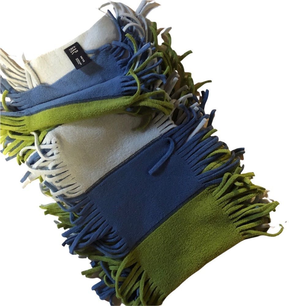 Gap multicolored fringed scarf 64 inch blue gray and lime